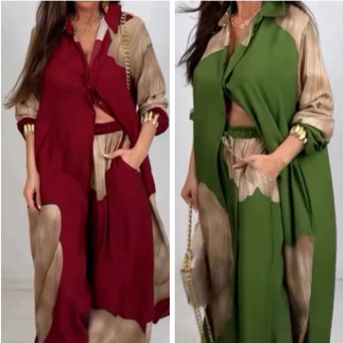 🩷Summer Special Offer🌼Full Button Down Long Shirt & Drawstring Pants Set(The more you buy, the higher the discount)