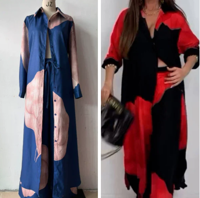 🩷Summer Special Offer🌼Full Button Down Long Shirt & Drawstring Pants Set(The more you buy, the higher the discount)