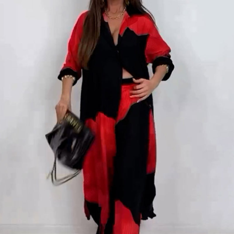 🩷Summer Special Offer🌼Full Button Down Long Shirt & Drawstring Pants Set(The more you buy, the higher the discount)