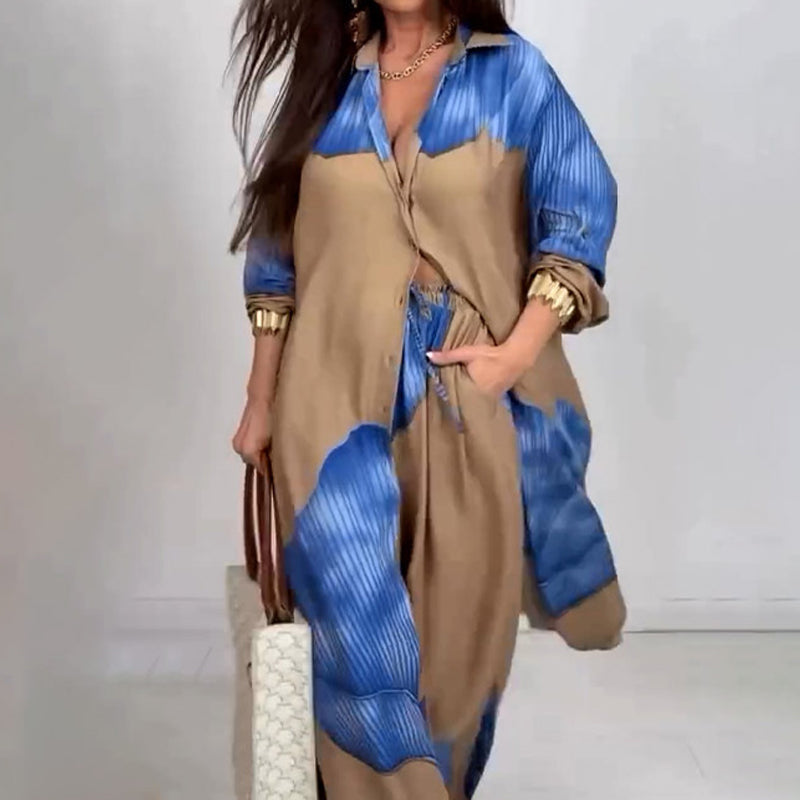 🩷Summer Special Offer🌼Full Button Down Long Shirt & Drawstring Pants Set(The more you buy, the higher the discount)