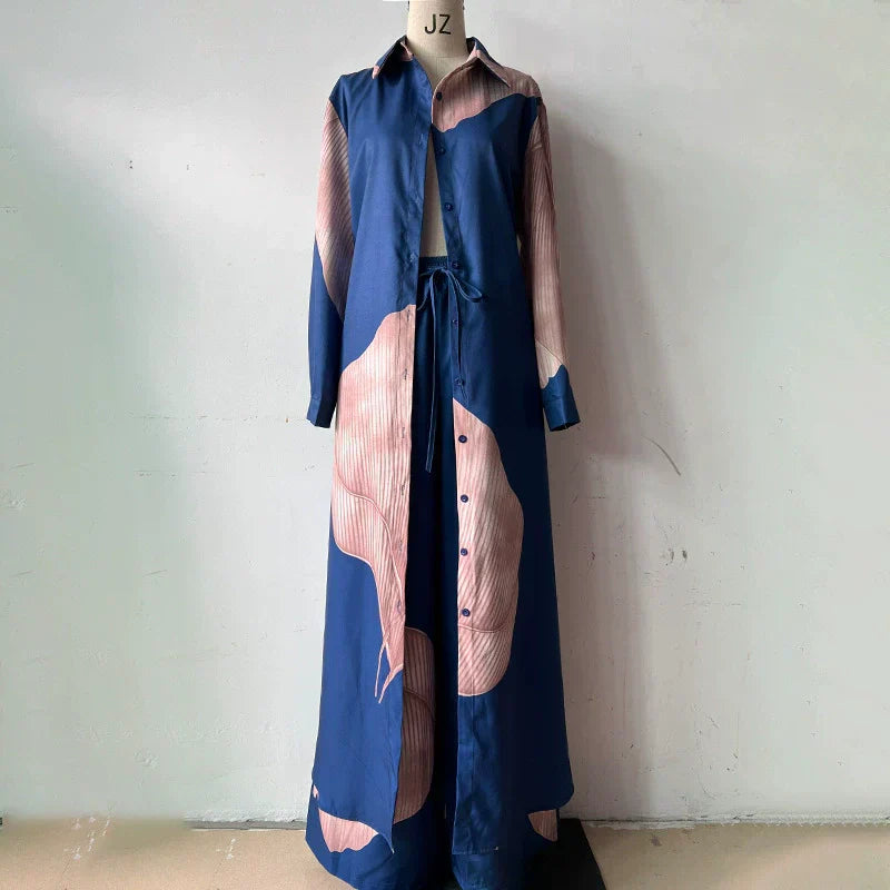 🩷Summer Special Offer🌼Full Button Down Long Shirt & Drawstring Pants Set(The more you buy, the higher the discount)