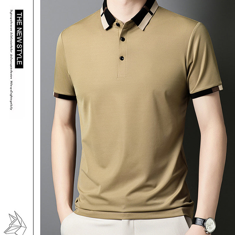 🔥Today 50% off🔥Men's Stretch Ice Silk Short Sleeve Lapel T-shirt