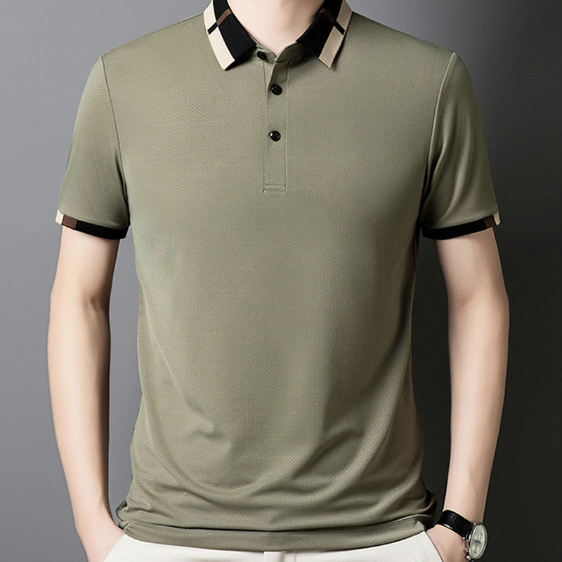 🔥Today 50% off🔥Men's Stretch Ice Silk Short Sleeve Lapel T-shirt