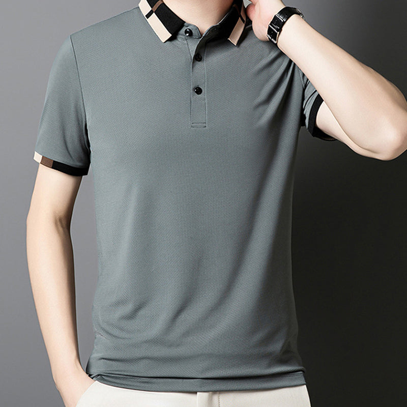 🔥Today 50% off🔥Men's Stretch Ice Silk Short Sleeve Lapel T-shirt