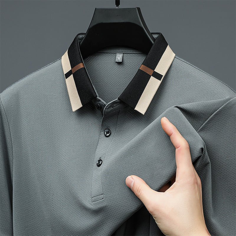 🔥Today 50% off🔥Men's Stretch Ice Silk Short Sleeve Lapel T-shirt