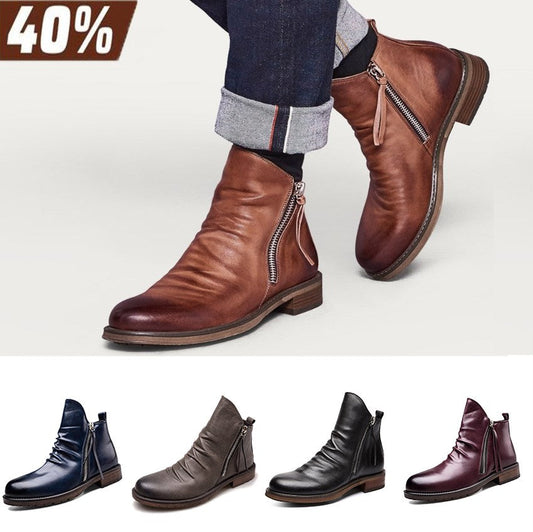 Plus Size Men's Leather Vintage Leather Boots