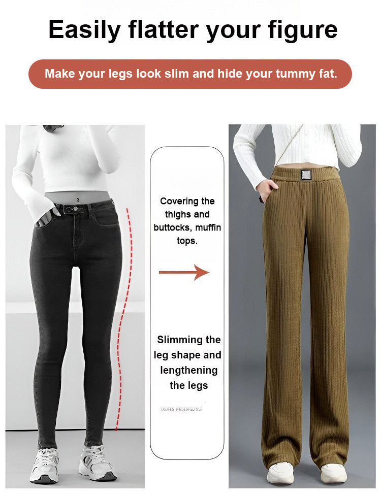 High Waist Wide Leg Corduroy Pants