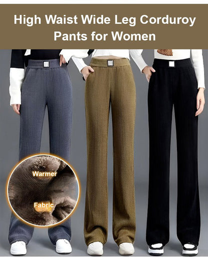 High Waist Wide Leg Corduroy Pants