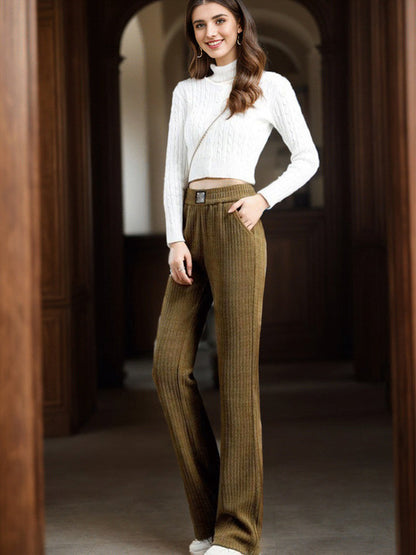 High Waist Wide Leg Corduroy Pants