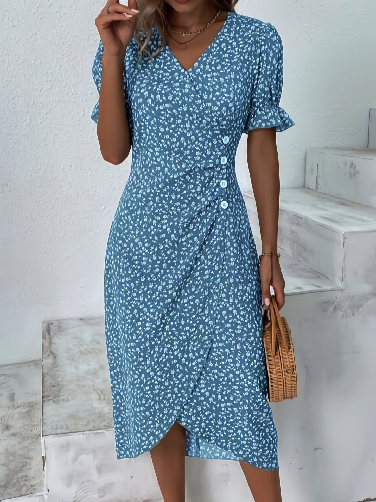 🔥Today 60% off🔥🍃Women's floral v-neck printed dress