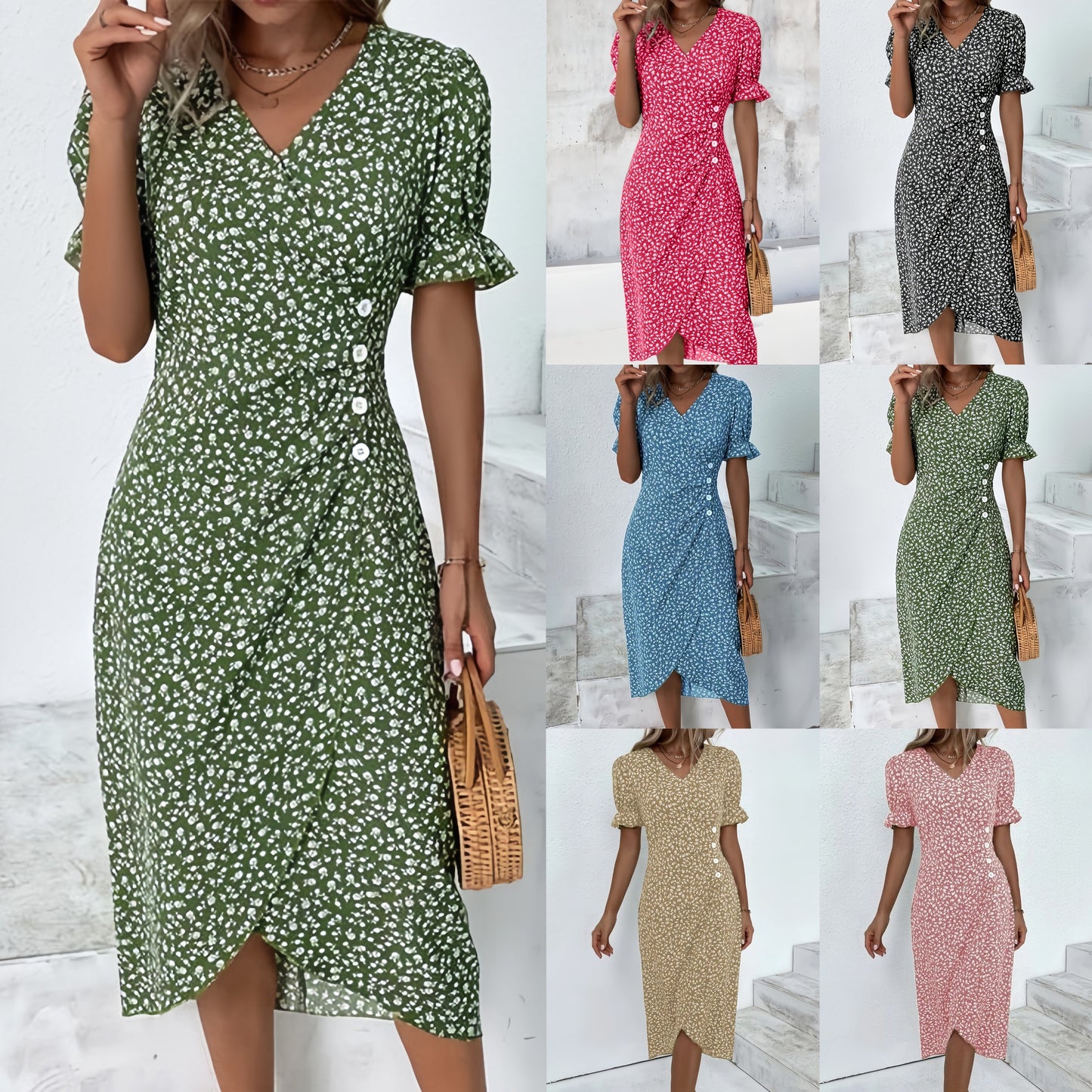 🔥Today 60% off🔥🍃Women's floral v-neck printed dress