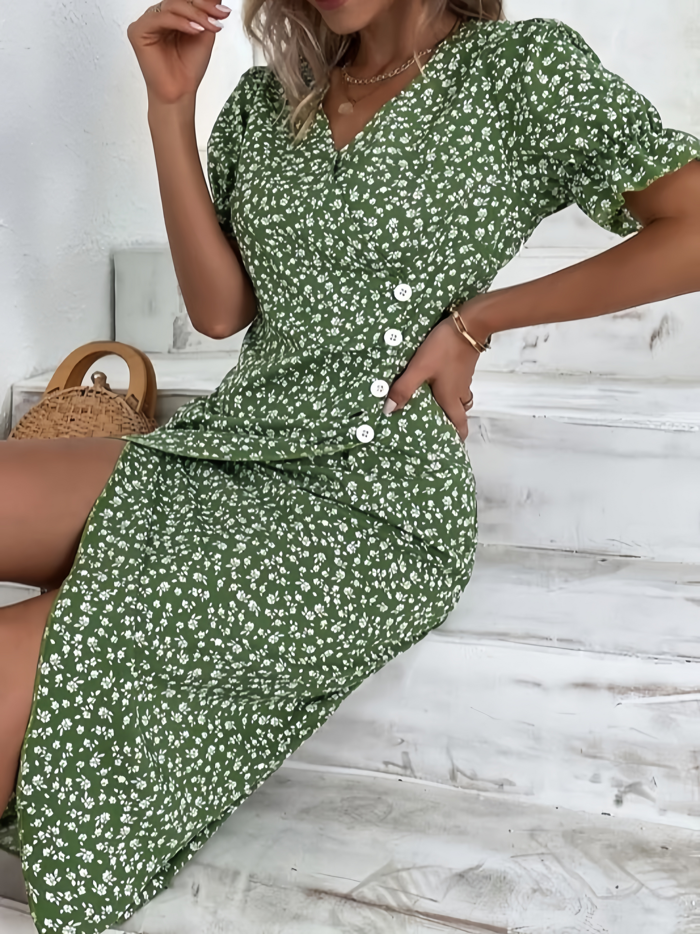🔥Today 60% off🔥🍃Women's floral v-neck printed dress