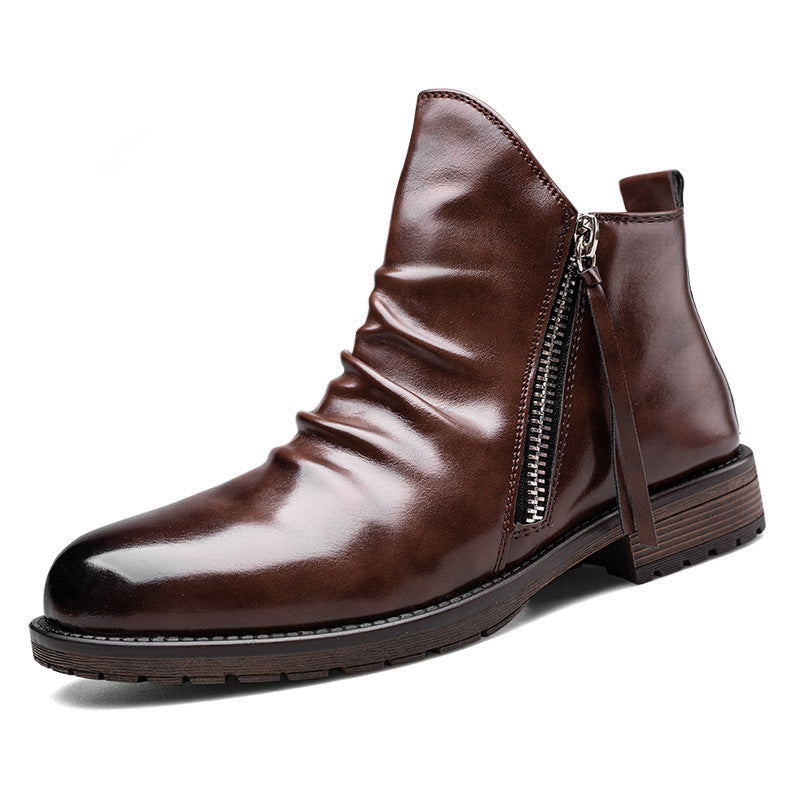 Plus Size Men's Leather Vintage Leather Boots