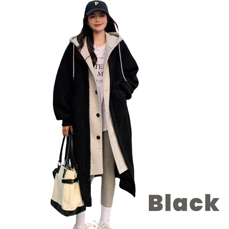 💖Warm Gift💖2-Layered Faux Lambswool Hooded Coat Jacket