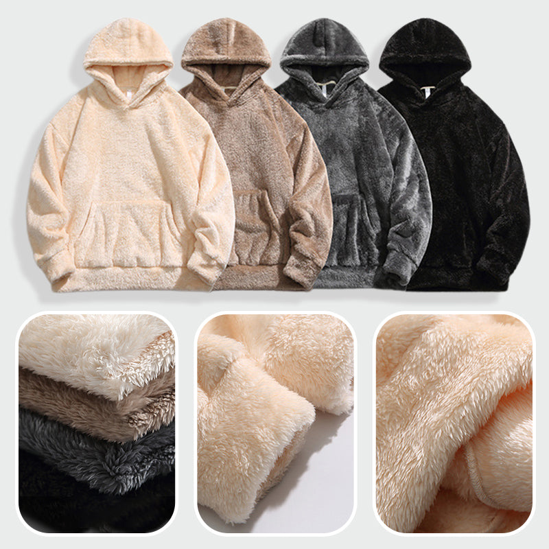 🔥Early Winter Discount-49% OFF⏰Men's Solid Color Thickened Loose Fuzzy Hooded Sweatshirt