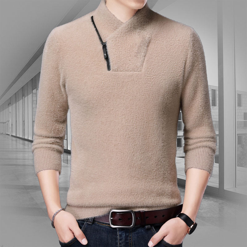 Men's Warm V-Neck Half-Zip Top