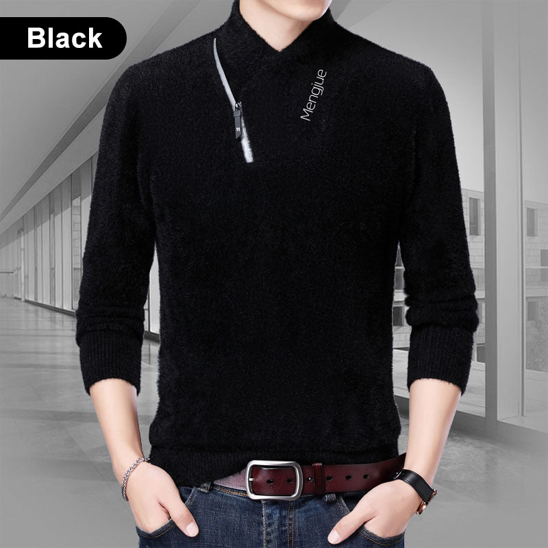 Men's Warm V-Neck Half-Zip Top