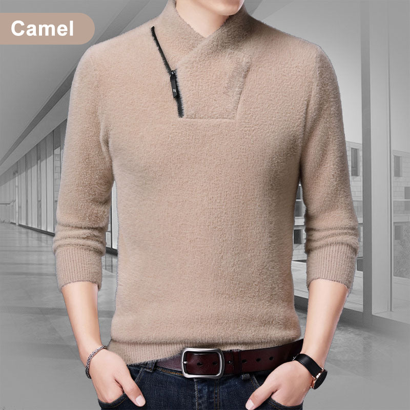 Men's Warm V-Neck Half-Zip Top