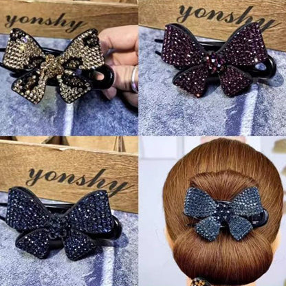 Elegant Bow Rhinestone Duckbill Hairpin