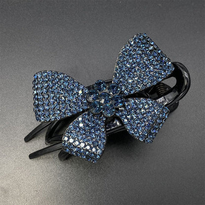 Elegant Bow Rhinestone Duckbill Hairpin