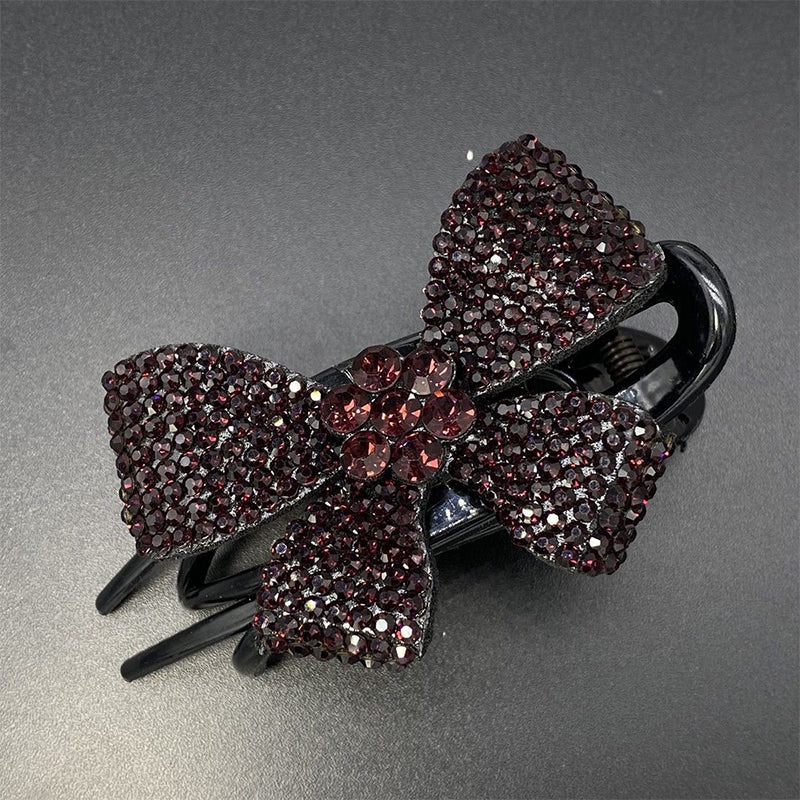 Elegant Bow Rhinestone Duckbill Hairpin