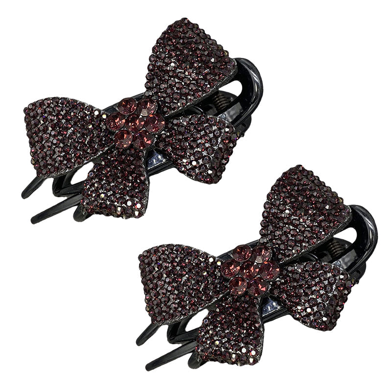 Elegant Bow Rhinestone Duckbill Hairpin