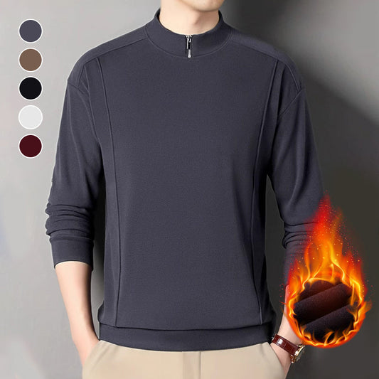 Men's Cozy Long - Sleeve Pullover with Zippered Collar