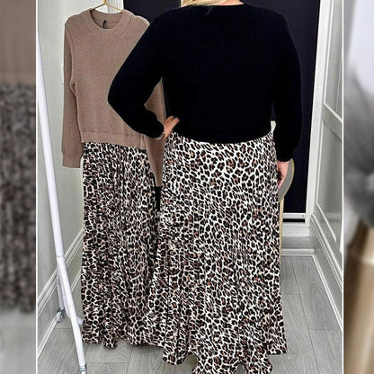 Women's Round Neck Leopard Print Dress