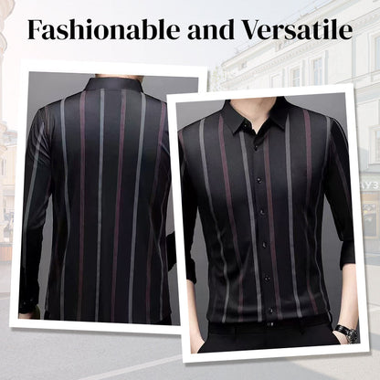 🔥50%OFF Christmas Sale🔥Men's Thickened Striped Lapel Button Down Shirts - Buy 2 Get Free Shipping