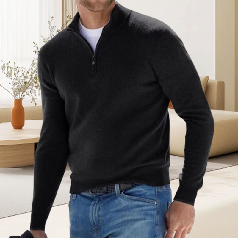 Men's Casual Long-Sleeve Quarter-Zip Sweater