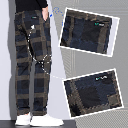 Men's Casual Plaid Pants with Pockets