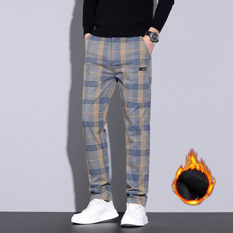 Men's Casual Plaid Pants with Pockets