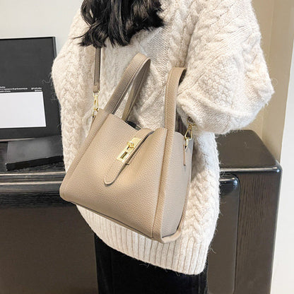 Women's Large Capacity Imitation Leather Bucket Bag