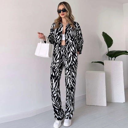 🌸Spring Specials🌸 Chic Women's Zebra Print Shirt & Pants Set