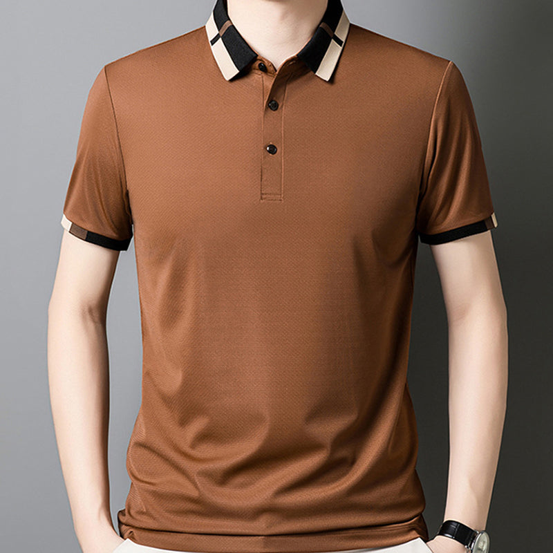 🔥Today 50% off🔥Men's Stretch Ice Silk Short Sleeve Lapel T-shirt