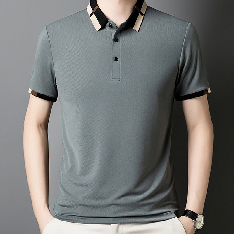 🔥Today 50% off🔥Men's Stretch Ice Silk Short Sleeve Lapel T-shirt